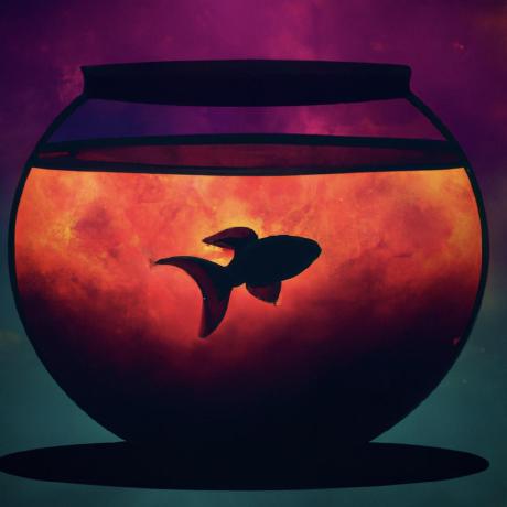 PErsonal logo looks like a fish swimming in a galaxy